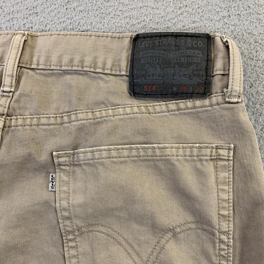 Levis 514 Jeans Mens 36x30 Tan Slim Straight 5-Pocket Cotton Pants Zip Button - Picture 11 of 12